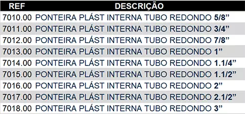 Ponteira interna para tubo redondo 