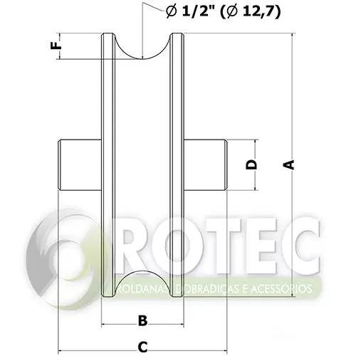 Roldana Canal U Ferro 1/2'' com Pino